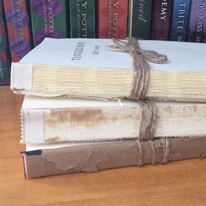 Old Unbound Books Wrapped in Twine: Set of 3